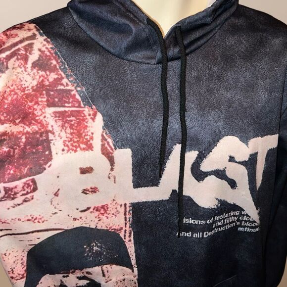 Y2K Hoodie Gothic Casual Alphabet Blast Print Pattern Skull Size Large - Picture 6 of 6